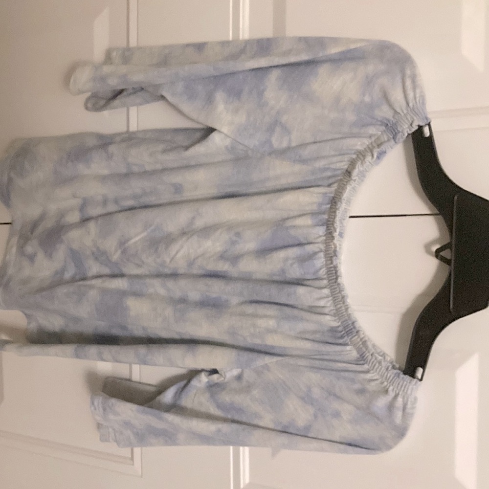 light blue and white blouse!!